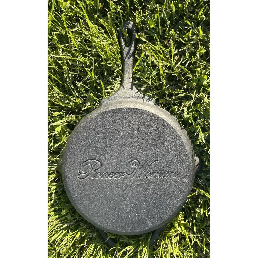 The Pioneer Woman Cast Iron Skillet Frying Pan Pre-Seasoned Logo Black Cookware